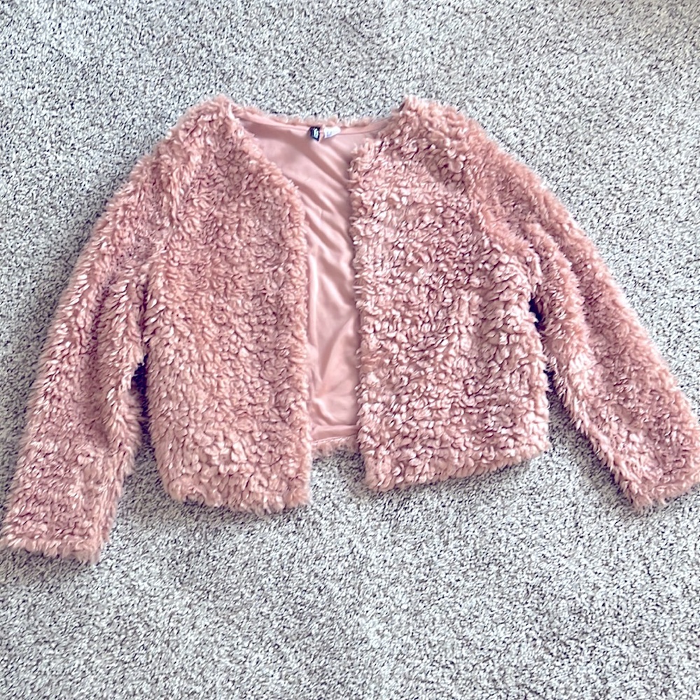 H&M night out jacket soft faux fur pink barely used